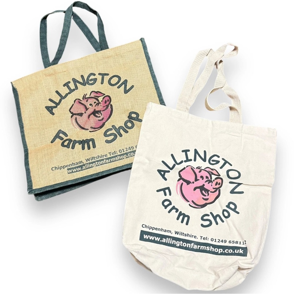 Pink Pig Totes. Allington Farm Shop. UK Farm. Totes. Pork. Cute Shopping Bags.